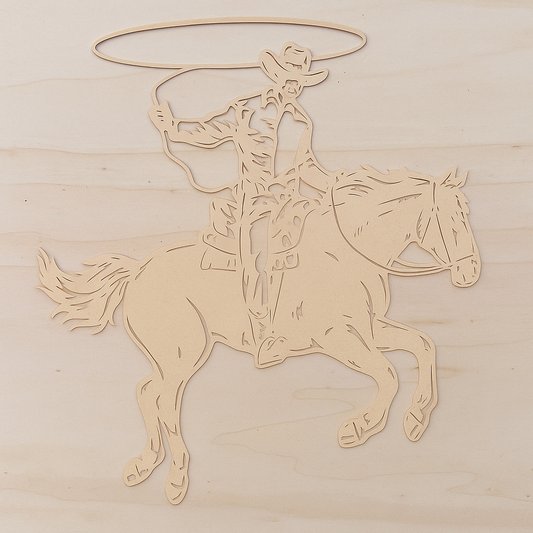 Pferd mit Cowboy aus Metall auf Holz mit Namensschild aus Metall (ca. 40x40cm) - Handmade - DIE pferdige Geschenkidee ! (Versandkostenfrei!)