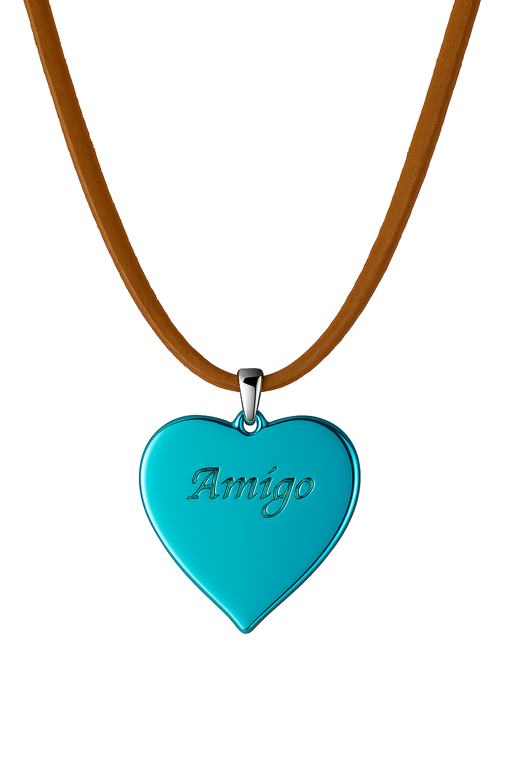 Herz-Halskette aus Metall (Ca. 3,5X3,5Cm) Mit Stahlkette Oder Lederkette (Ca. 60Cm) - Die Geschenkidee ! (Versandkostenfrei!)