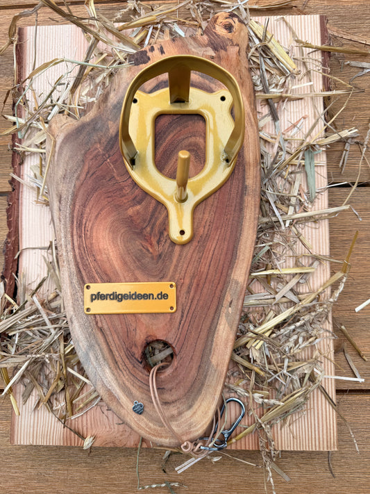 Halfterhalter auf Akazienholz - handmade Unikat