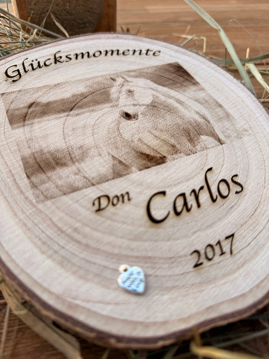 Baumscheibe mit Wunschgravur - handmade Unikat