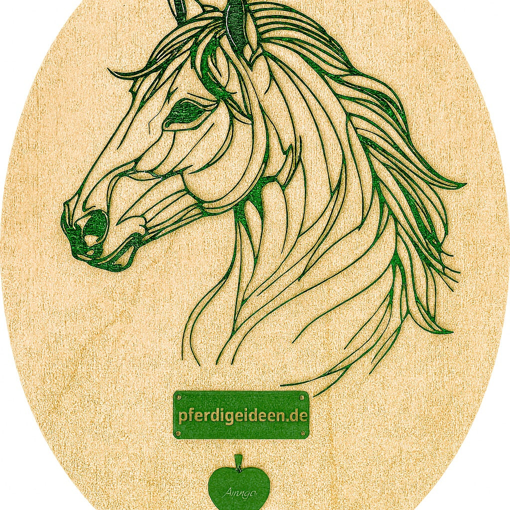 Pferdekopf 3 aus Metall auf Holz mit Namensschild aus Metall inkl. Herz! (ca. 34x30cm) - Handmade - DIE pferdige Geschenkidee ! (Versandkostenfrei!)