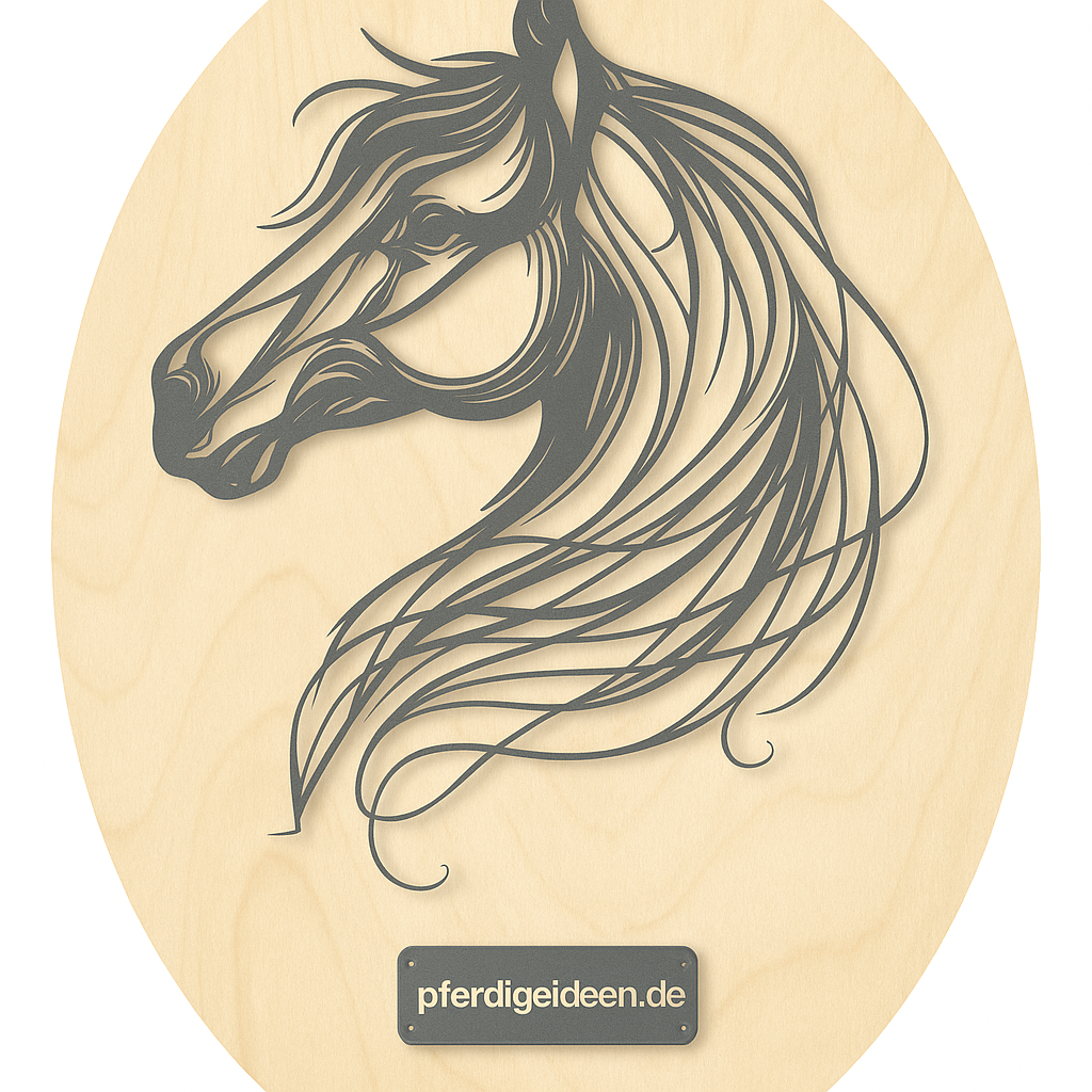 Pferdekopf 2 aus Metall auf Holz mit Namensschild aus Metall inkl. Herz! (ca. 42x34cm)- Handmade - DIE pferdige Geschenkidee ! (Versandkostenfrei!)