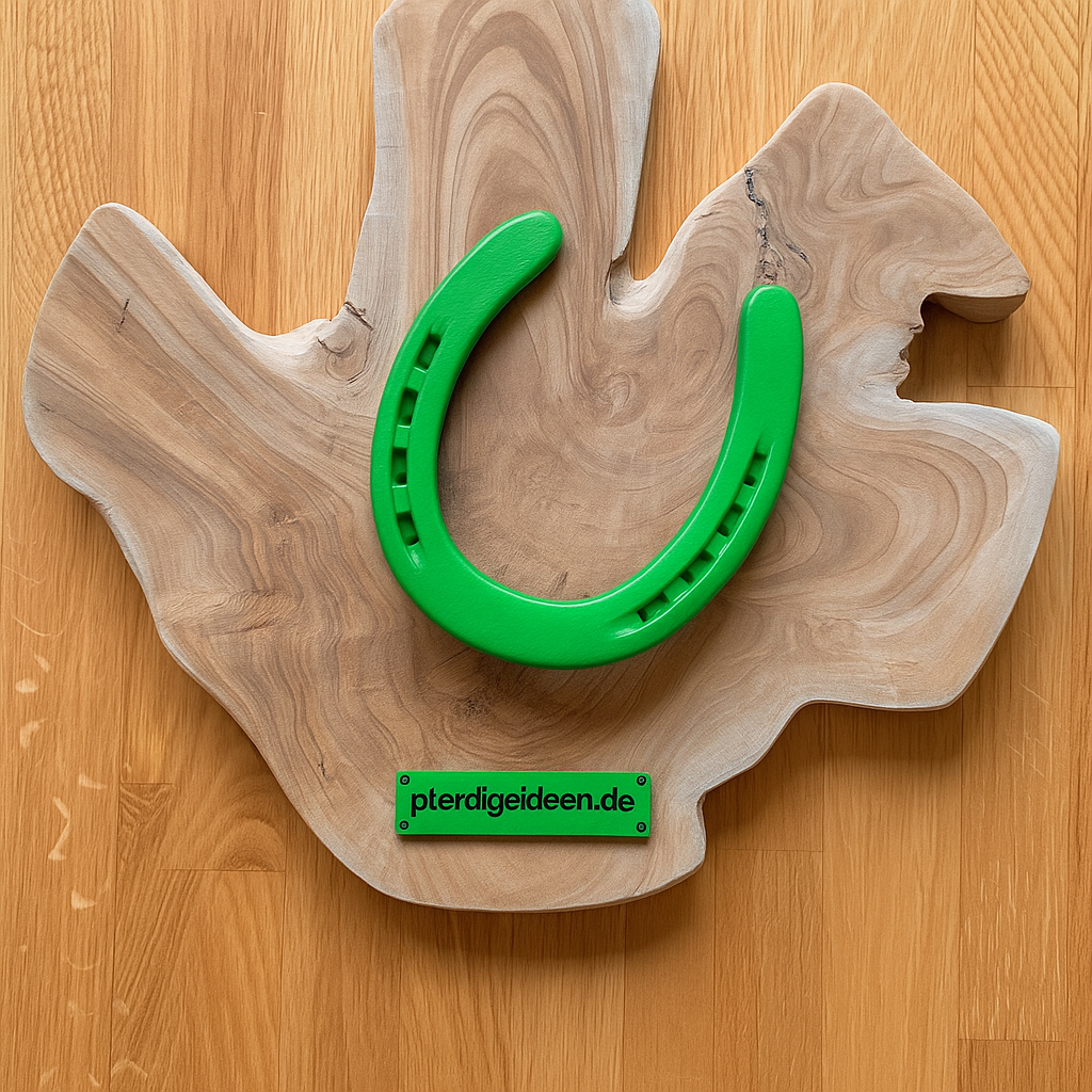 Hufeisen - Original auf Teak Massivholz (ca. 35x35x2 cm) mit Ihrer Wunschgravur aus Metall ! - Handmade - jedes Stück ein Unikat ! DIE pferdige Geschenkidee ! (Versandkostenfrei!)