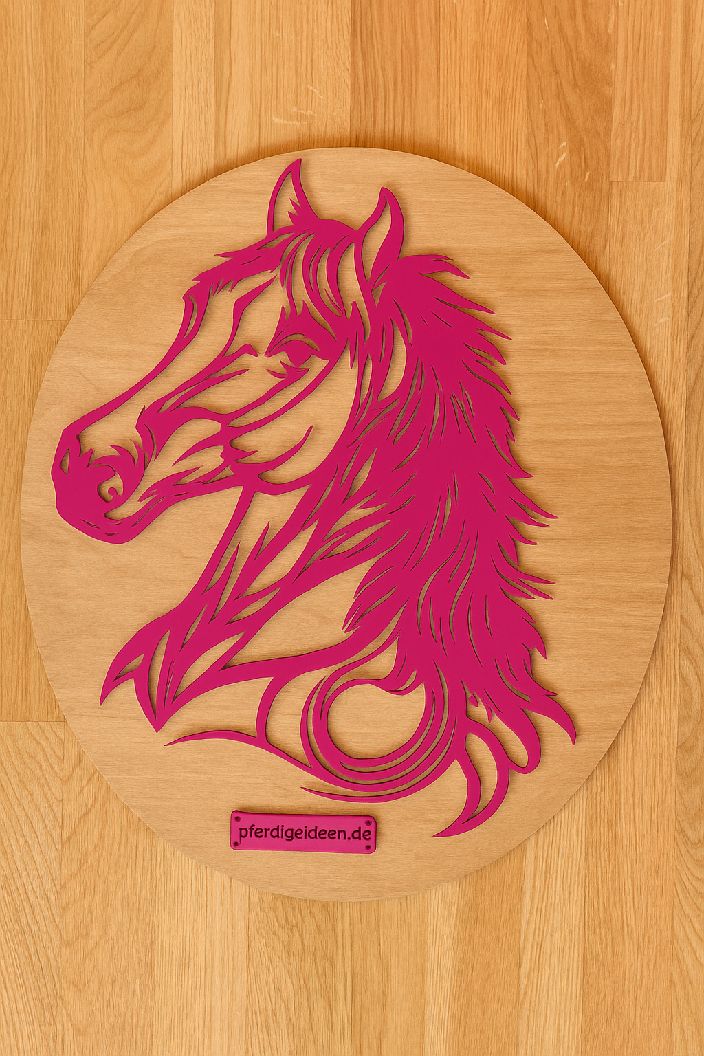 Pferdekopf aus Metall auf Holz mit Namensschild aus Metall inkl. Herz (ca. 40x38cm) - Handmade - DIE pferdige Geschenkidee ! (Versandkostenfrei!)