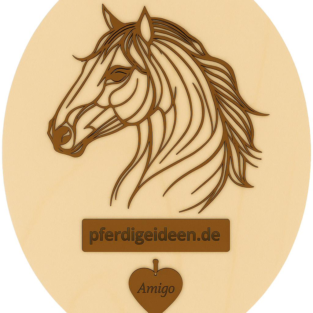 Pferdekopf 3 aus Metall auf Holz mit Namensschild aus Metall inkl. Herz! (ca. 34x30cm) - Handmade - DIE pferdige Geschenkidee ! (Versandkostenfrei!)