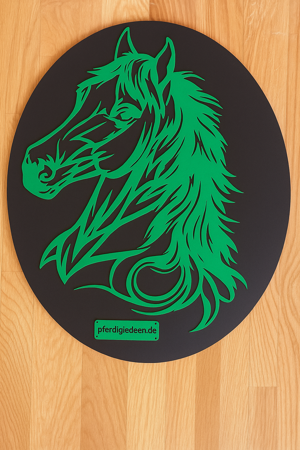 Pferdekopf aus Metall auf Holz mit Namensschild aus Metall inkl. Herz (ca. 40x38cm) - Handmade - DIE pferdige Geschenkidee ! (Versandkostenfrei!)