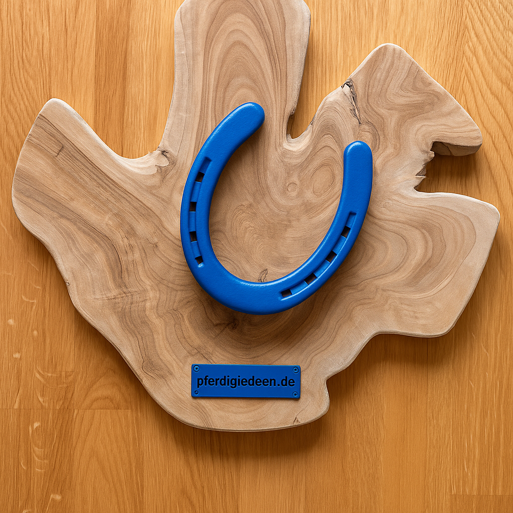 Hufeisen - Original auf Teak Massivholz (ca. 35x35x2 cm) mit Ihrer Wunschgravur aus Metall ! - Handmade - jedes Stück ein Unikat ! DIE pferdige Geschenkidee ! (Versandkostenfrei!)