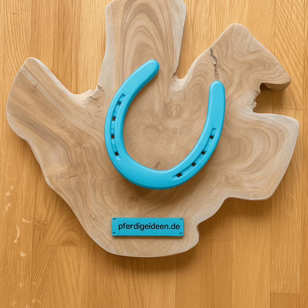 Hufeisen - Original auf Teak Massivholz (ca. 35x35x2 cm) mit Ihrer Wunschgravur aus Metall ! - Handmade - jedes Stück ein Unikat ! DIE pferdige Geschenkidee ! (Versandkostenfrei!)