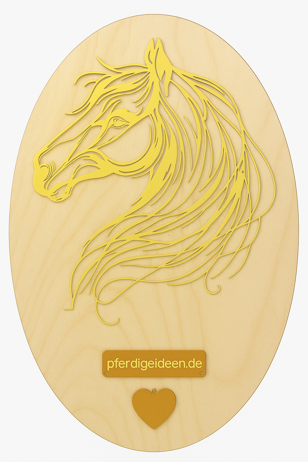 Pferdekopf 2 aus Metall auf Holz mit Namensschild aus Metall inkl. Herz! (ca. 42x34cm)- Handmade - DIE pferdige Geschenkidee ! (Versandkostenfrei!)