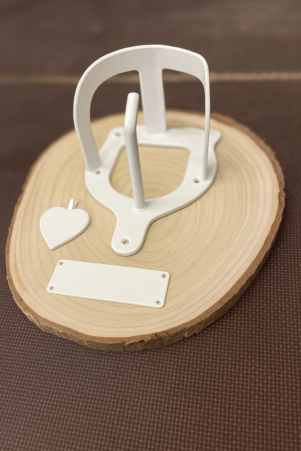 Halfterhalter auf Rundholzplatte (ca. 20-22 cm) mit Namensschild UND Herz aus Metall - Handmade - DIE pferdige Geschenkidee ! (Versandkostenfrei!)