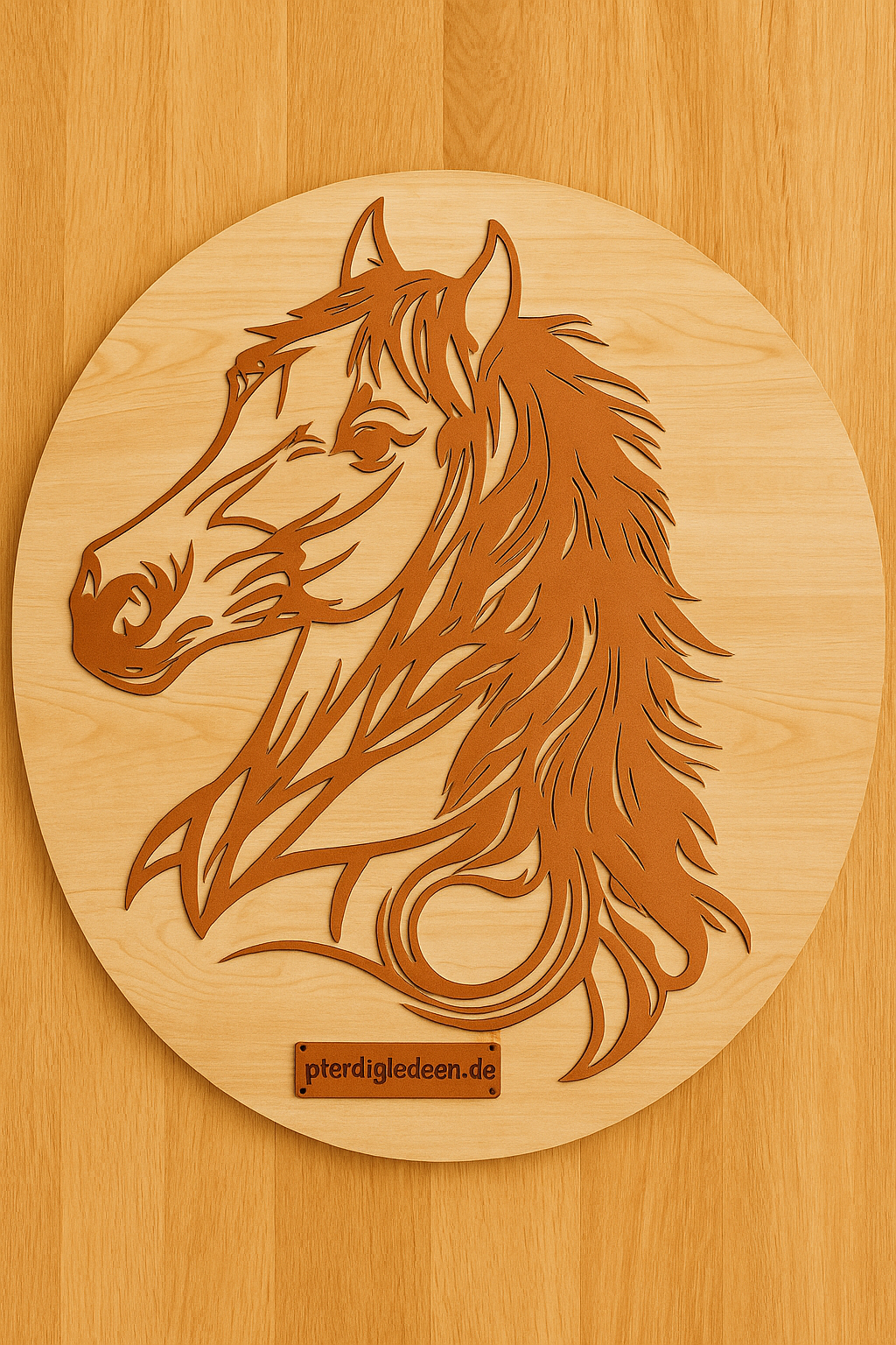 Pferdekopf aus Metall auf Holz mit Namensschild aus Metall inkl. Herz (ca. 40x38cm) - Handmade - DIE pferdige Geschenkidee ! (Versandkostenfrei!)