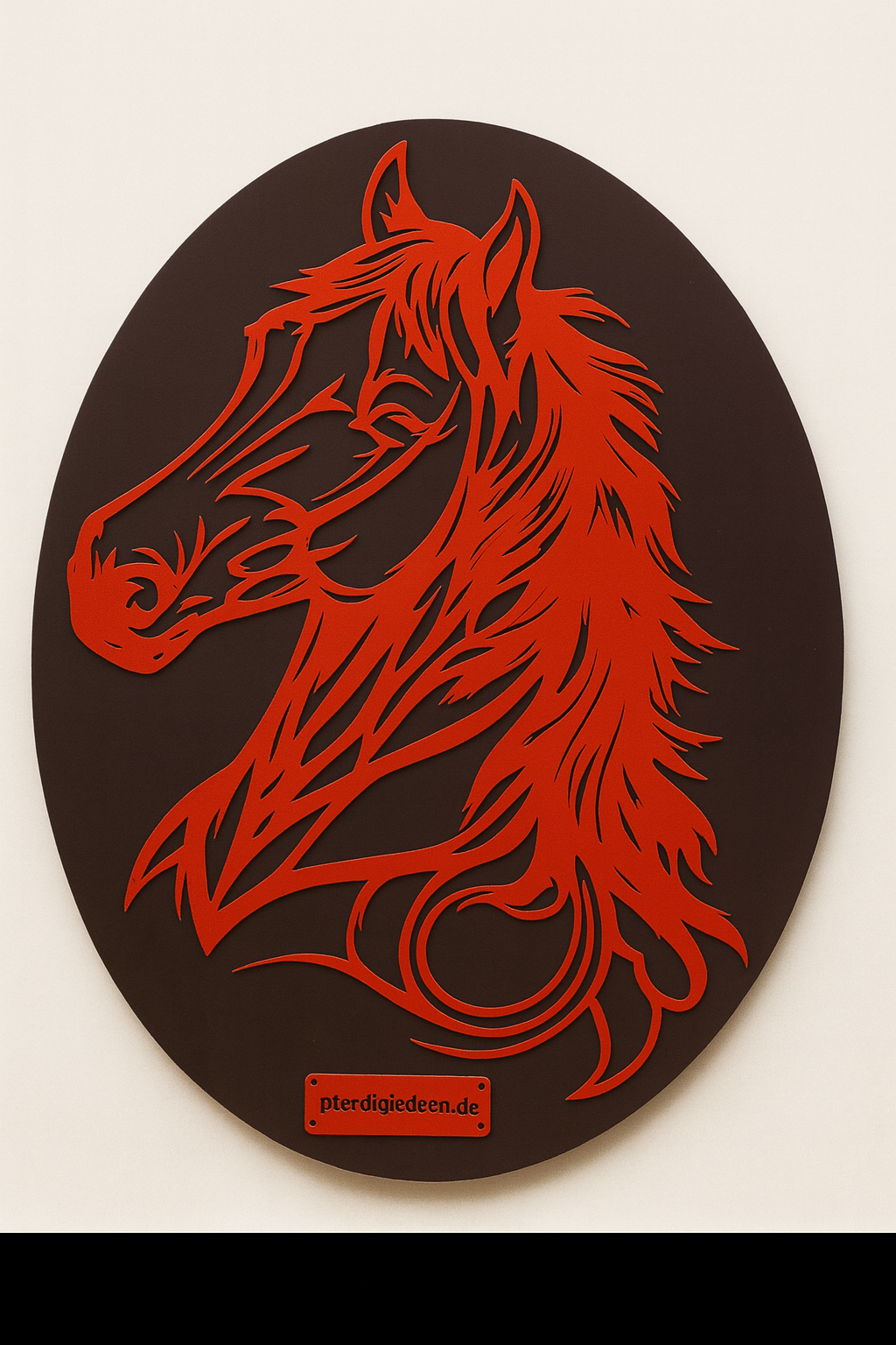 Pferdekopf aus Metall auf Holz mit Namensschild aus Metall inkl. Herz (ca. 40x38cm) - Handmade - DIE pferdige Geschenkidee ! (Versandkostenfrei!)