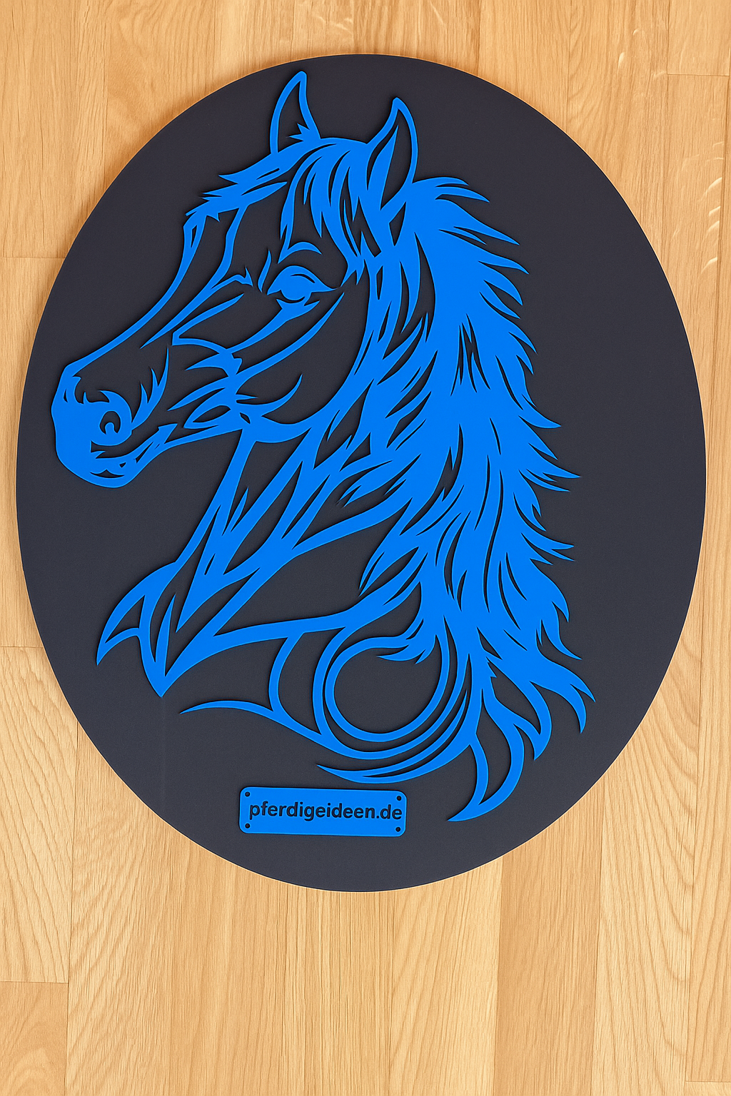 Pferdekopf aus Metall auf Holz mit Namensschild aus Metall inkl. Herz (ca. 40x38cm) - Handmade - DIE pferdige Geschenkidee ! (Versandkostenfrei!)