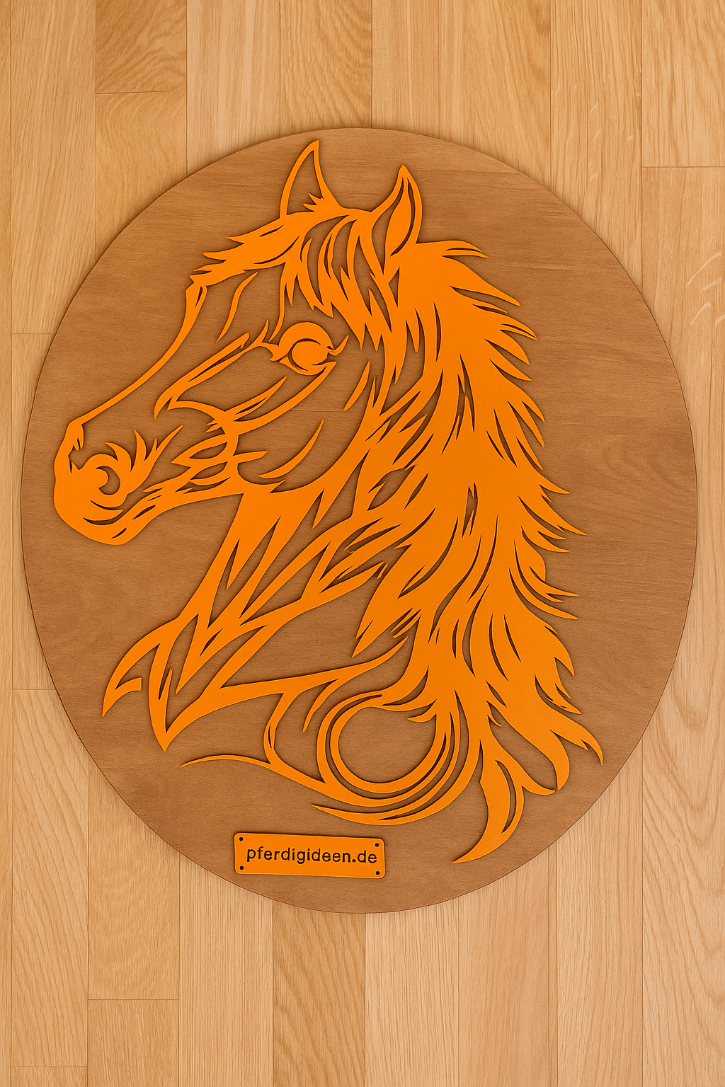 Pferdekopf aus Metall auf Holz mit Namensschild aus Metall inkl. Herz (ca. 40x38cm) - Handmade - DIE pferdige Geschenkidee ! (Versandkostenfrei!)