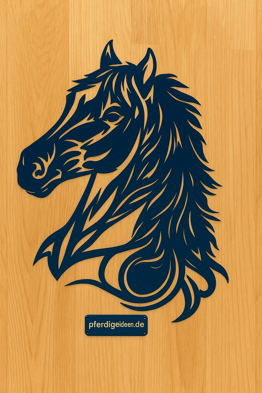 Pferdekopf aus Metall auf Holz mit Namensschild aus Metall inkl. Herz (ca. 40x38cm) - Handmade - DIE pferdige Geschenkidee ! (Versandkostenfrei!)