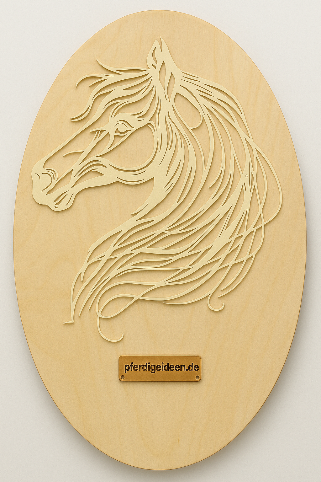 Pferdekopf 2 aus Metall auf Holz mit Namensschild aus Metall inkl. Herz! (ca. 42x34cm)- Handmade - DIE pferdige Geschenkidee ! (Versandkostenfrei!)