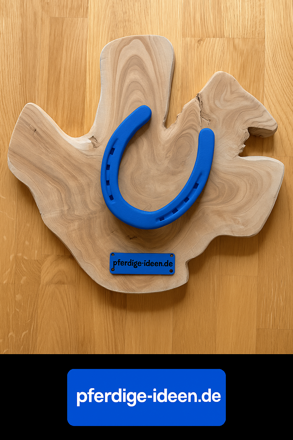 Hufeisen - Original auf Teak Massivholz (ca. 35x35x2 cm) mit Ihrer Wunschgravur aus Metall ! - Handmade - jedes Stück ein Unikat ! DIE pferdige Geschenkidee ! (Versandkostenfrei!)