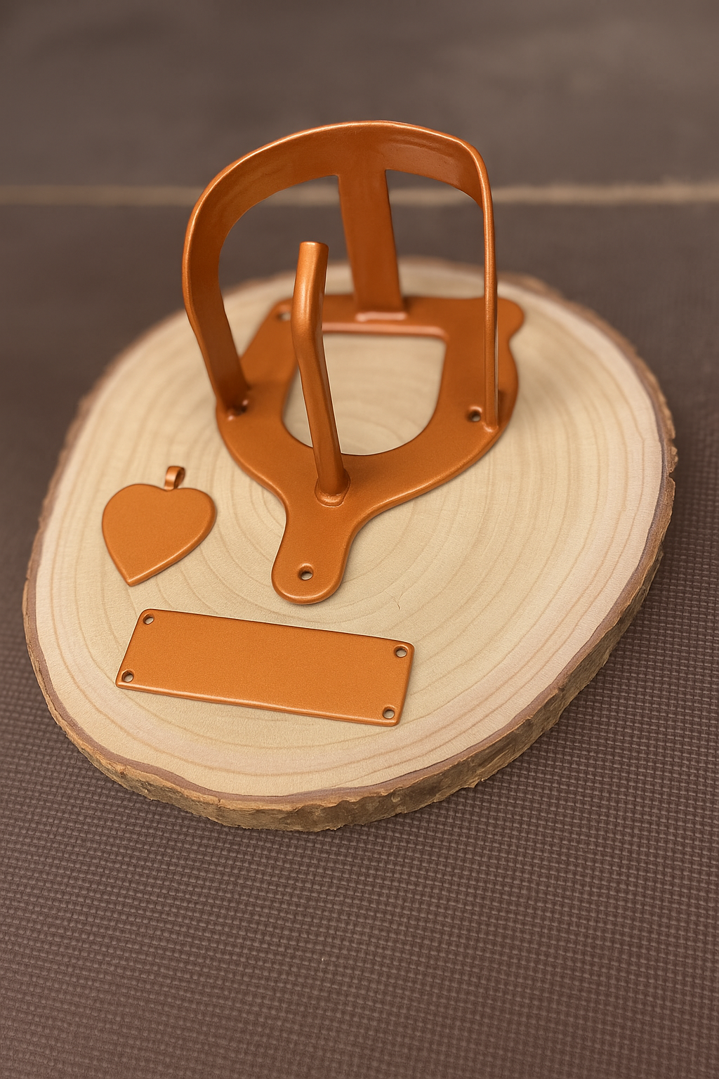 Halfterhalter auf Rundholzplatte (ca. 20-22 cm) mit Namensschild UND Herz aus Metall - Handmade - DIE pferdige Geschenkidee ! (Versandkostenfrei!)