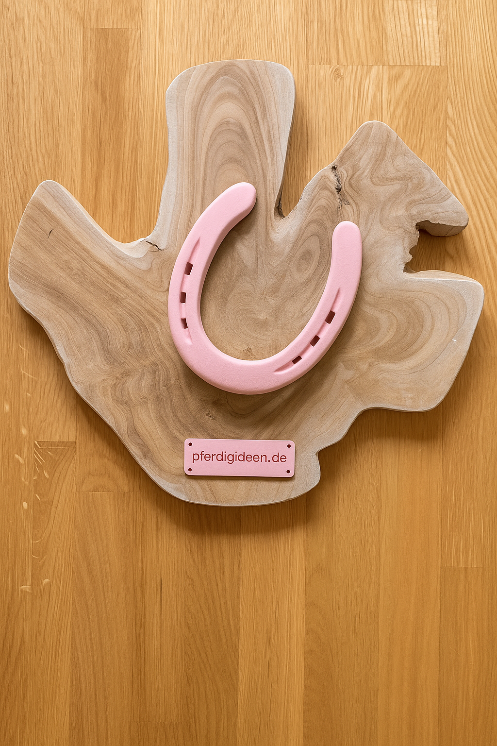 Hufeisen - Original auf Teak Massivholz (ca. 35x35x2 cm) mit Ihrer Wunschgravur aus Metall ! - Handmade - jedes Stück ein Unikat ! DIE pferdige Geschenkidee ! (Versandkostenfrei!)