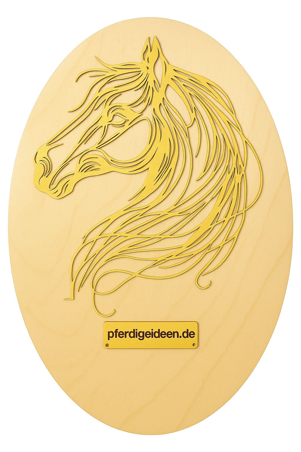 Pferdekopf 2 aus Metall auf Holz mit Namensschild aus Metall inkl. Herz! (ca. 42x34cm)- Handmade - DIE pferdige Geschenkidee ! (Versandkostenfrei!)