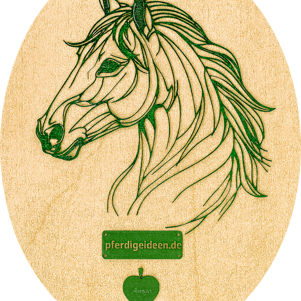 Pferdekopf 3 aus Metall auf Holz mit Namensschild aus Metall inkl. Herz! (ca. 34x30cm) - Handmade - DIE pferdige Geschenkidee ! (Versandkostenfrei!)