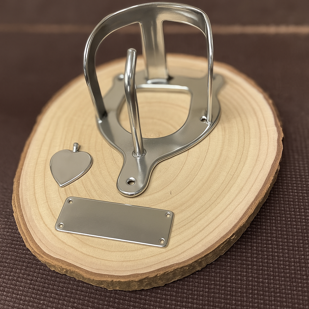 Halfterhalter auf Rundholzplatte (ca. 20-22 cm) mit Namensschild UND Herz aus Metall - Handmade - DIE pferdige Geschenkidee ! (Versandkostenfrei!)