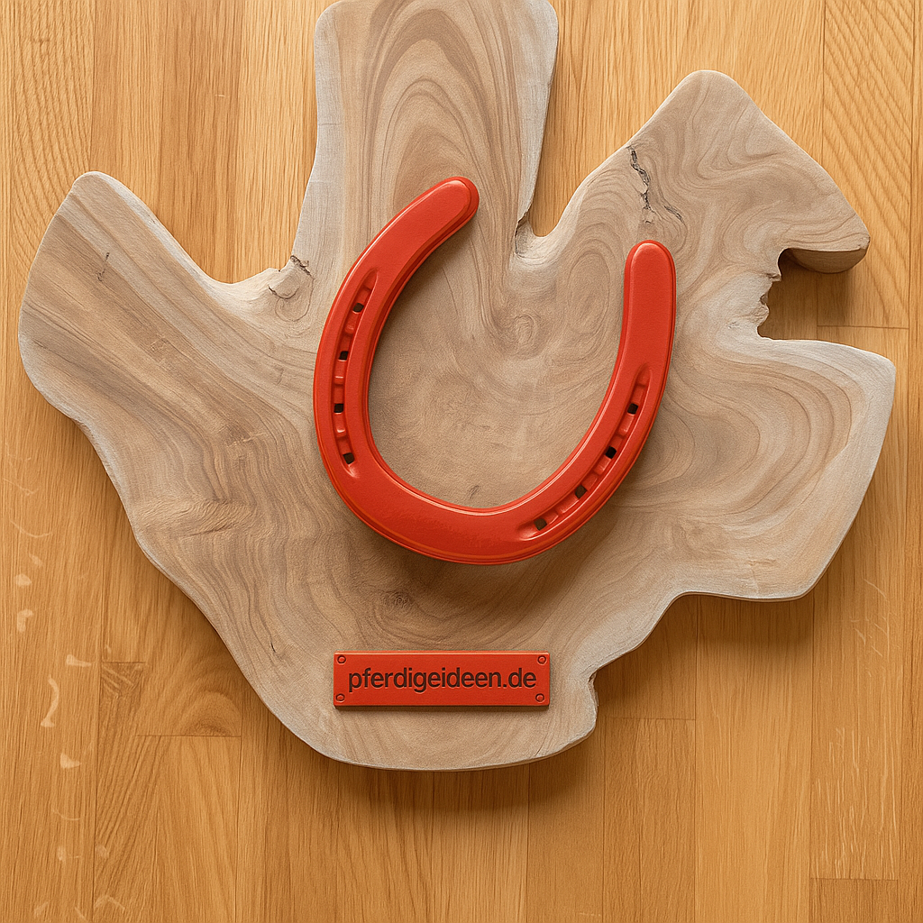 Hufeisen - Original auf Teak Massivholz (ca. 35x35x2 cm) mit Ihrer Wunschgravur aus Metall ! - Handmade - jedes Stück ein Unikat ! DIE pferdige Geschenkidee ! (Versandkostenfrei!)