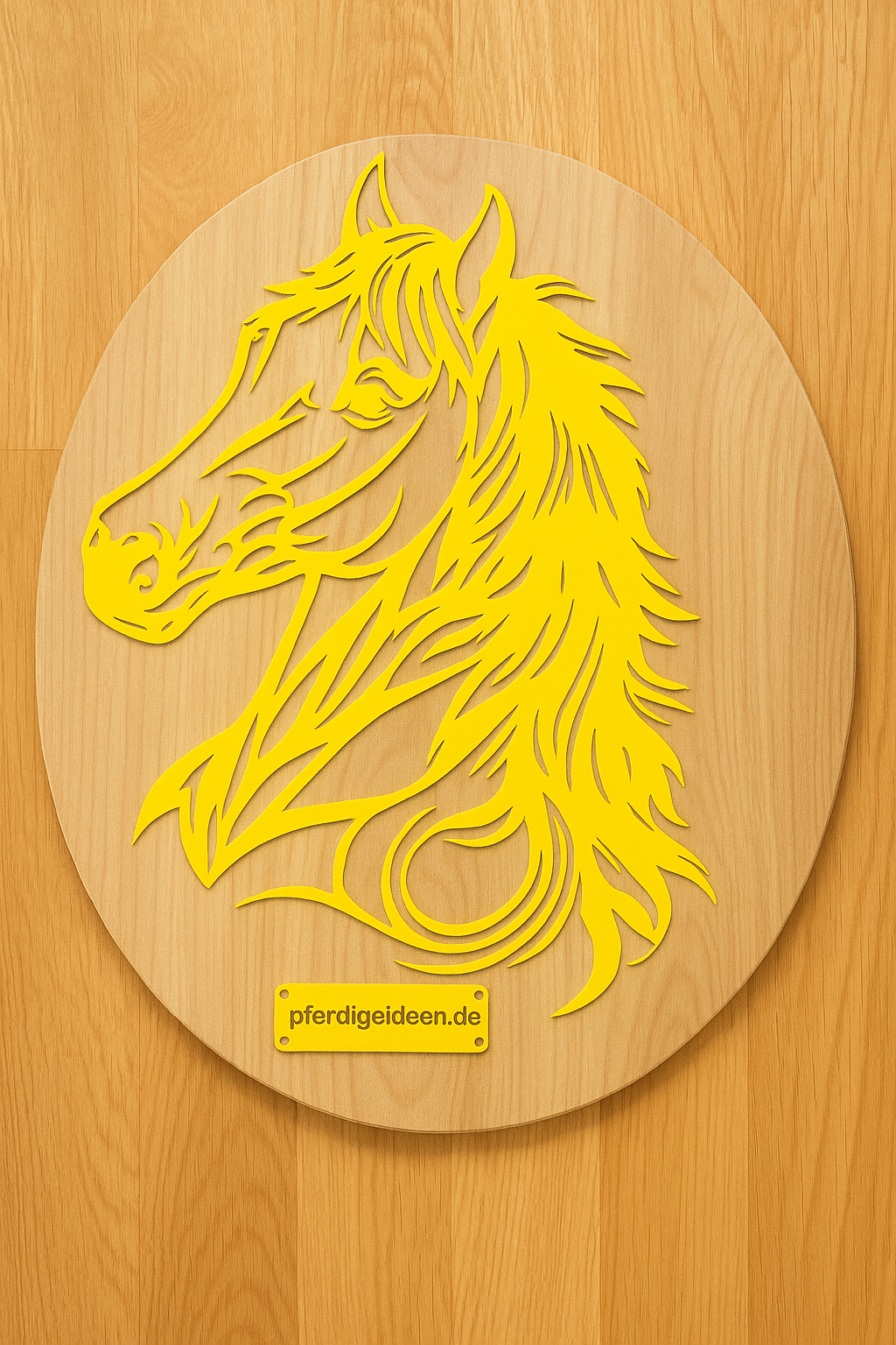 Pferdekopf aus Metall auf Holz mit Namensschild aus Metall inkl. Herz (ca. 40x38cm) - Handmade - DIE pferdige Geschenkidee ! (Versandkostenfrei!)