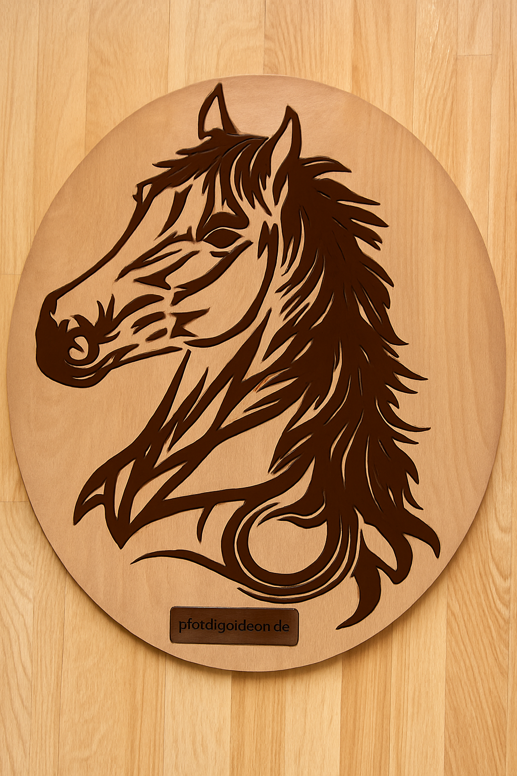 Pferdekopf aus Metall auf Holz mit Namensschild aus Metall inkl. Herz (ca. 40x38cm) - Handmade - DIE pferdige Geschenkidee ! (Versandkostenfrei!)