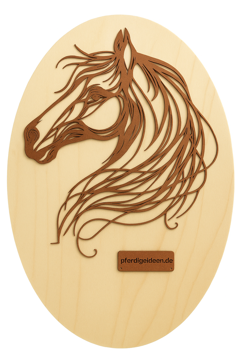 Pferdekopf 2 aus Metall auf Holz mit Namensschild aus Metall inkl. Herz! (ca. 42x34cm)- Handmade - DIE pferdige Geschenkidee ! (Versandkostenfrei!)