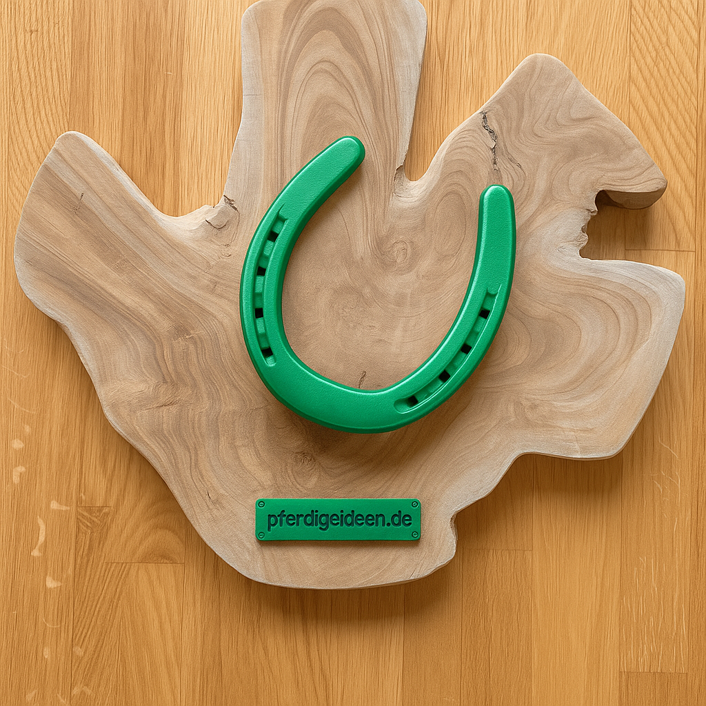 Hufeisen - Original auf Teak Massivholz (ca. 35x35x2 cm) mit Ihrer Wunschgravur aus Metall ! - Handmade - jedes Stück ein Unikat ! DIE pferdige Geschenkidee ! (Versandkostenfrei!)