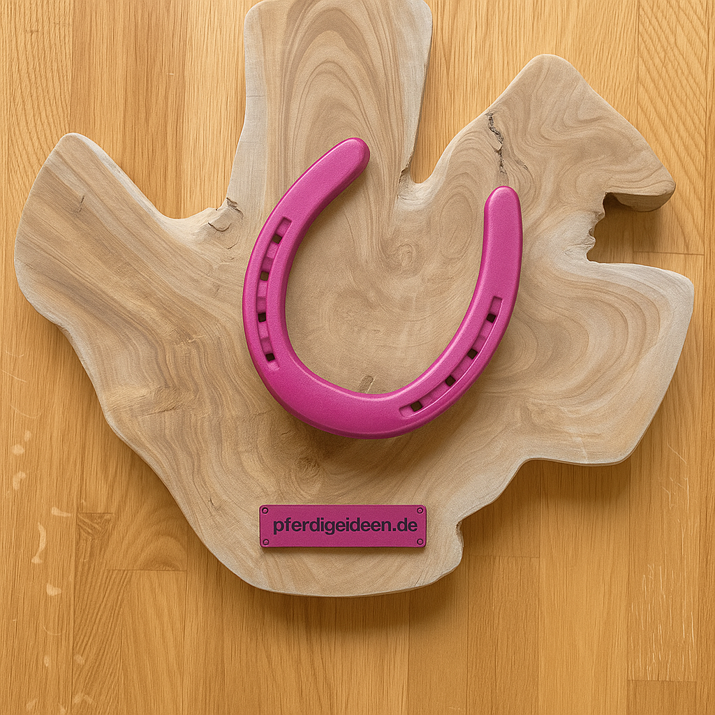 Hufeisen - Original auf Teak Massivholz (ca. 35x35x2 cm) mit Ihrer Wunschgravur aus Metall ! - Handmade - jedes Stück ein Unikat ! DIE pferdige Geschenkidee ! (Versandkostenfrei!)