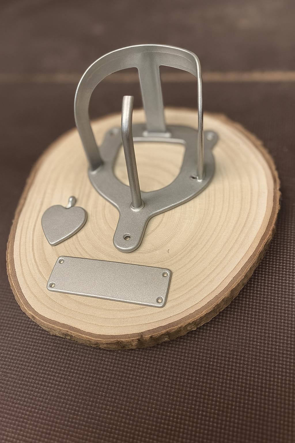 Halfterhalter auf Rundholzplatte (ca. 20-22 cm) mit Namensschild UND Herz aus Metall - Handmade - DIE pferdige Geschenkidee ! (Versandkostenfrei!)