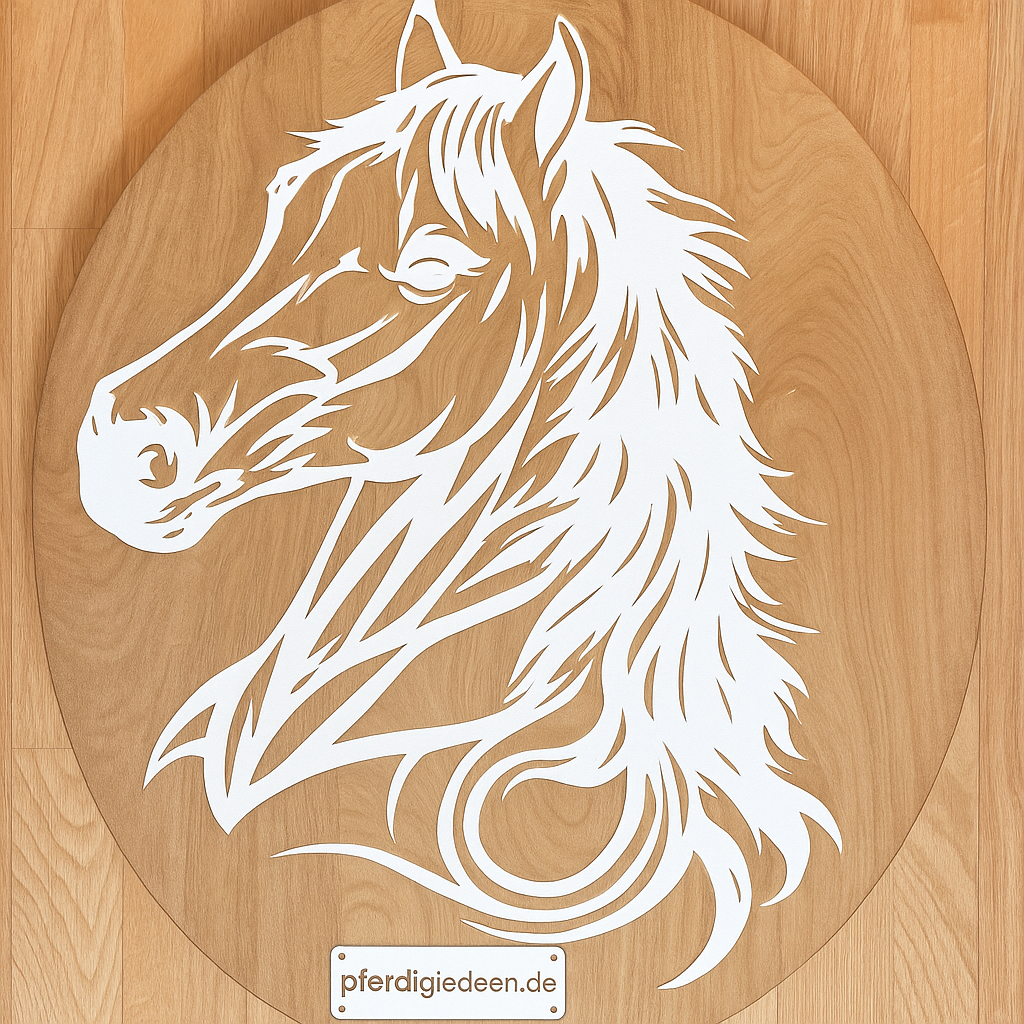 Pferdekopf aus Metall auf Holz mit Namensschild aus Metall inkl. Herz (ca. 40x38cm) - Handmade - DIE pferdige Geschenkidee ! (Versandkostenfrei!)