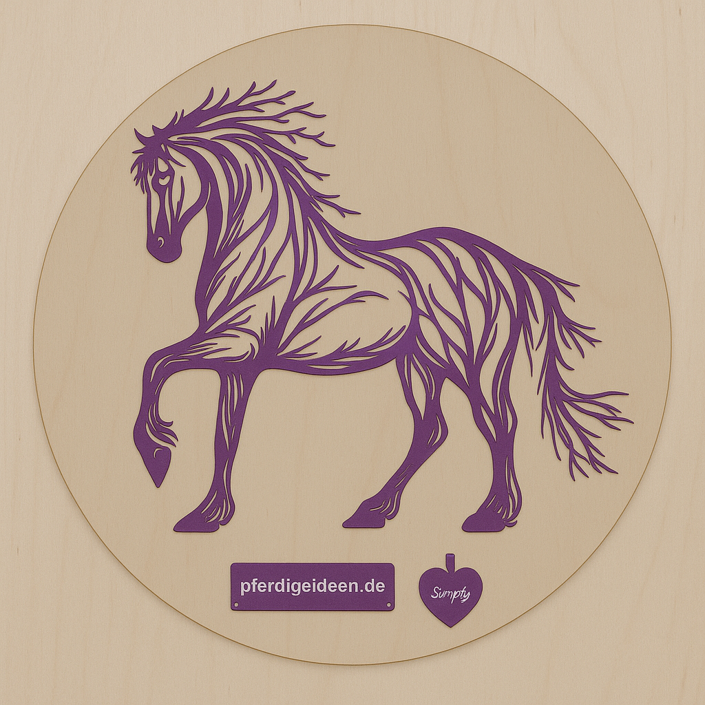 Pferd aus Metall auf Holz mit Namensschild aus Metall inkl. Herz  (ca. 30x30cm) - Handmade - DIE pferdige Geschenkidee !  (Versandkostenfrei!)