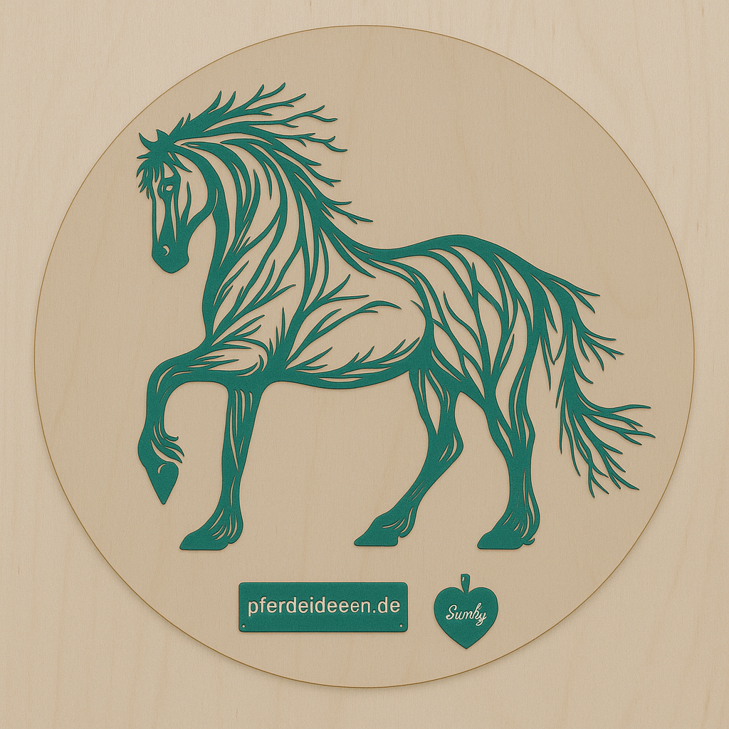 Pferd aus Metall auf Holz mit Namensschild aus Metall inkl. Herz  (ca. 30x30cm) - Handmade - DIE pferdige Geschenkidee !  (Versandkostenfrei!)