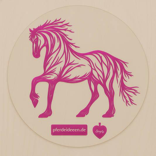 Pferd aus Metall auf Holz mit Namensschild aus Metall inkl. Herz  (ca. 30x30cm) - Handmade - DIE pferdige Geschenkidee !  (Versandkostenfrei!)