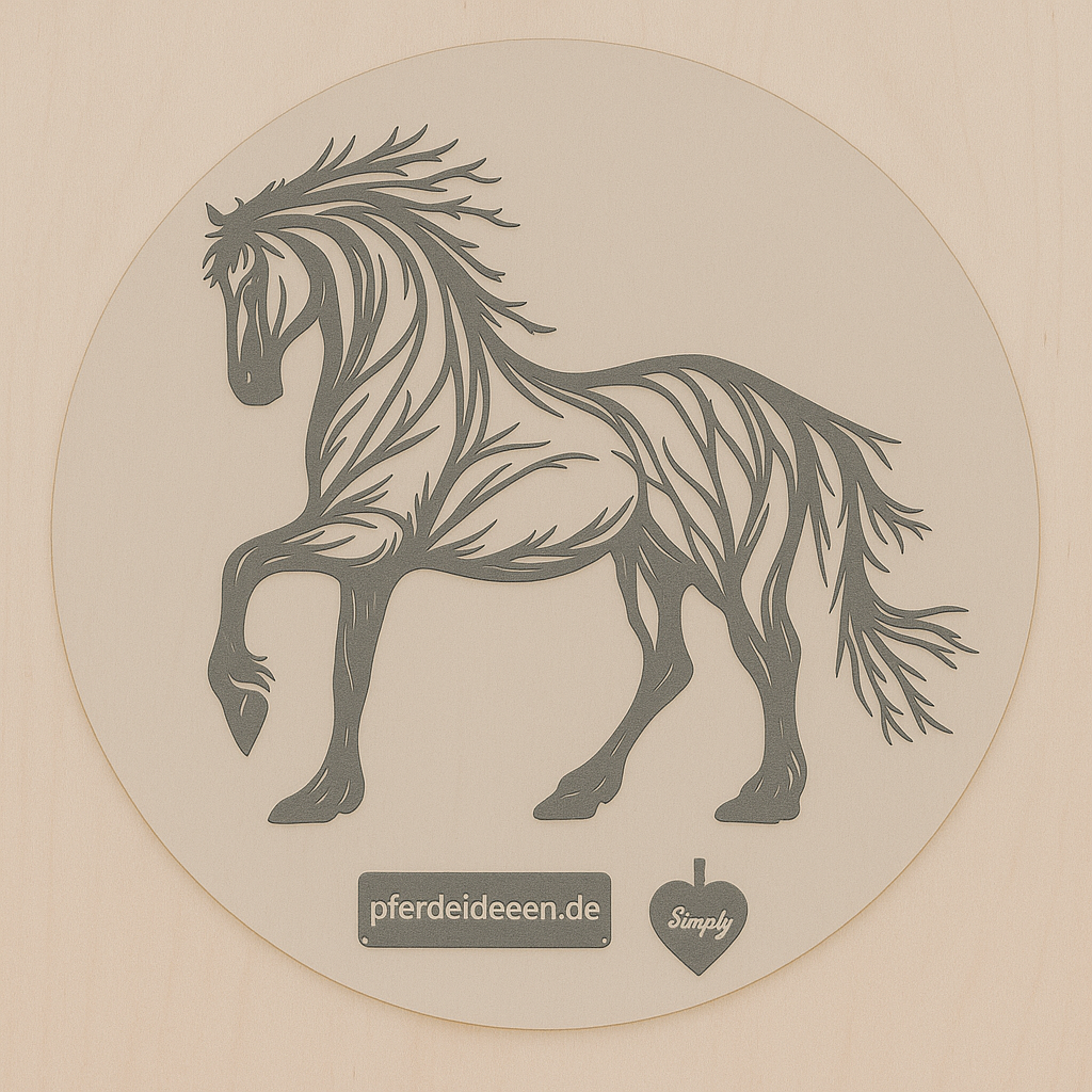 Pferd aus Metall auf Holz mit Namensschild aus Metall inkl. Herz  (ca. 30x30cm) - Handmade - DIE pferdige Geschenkidee !  (Versandkostenfrei!)