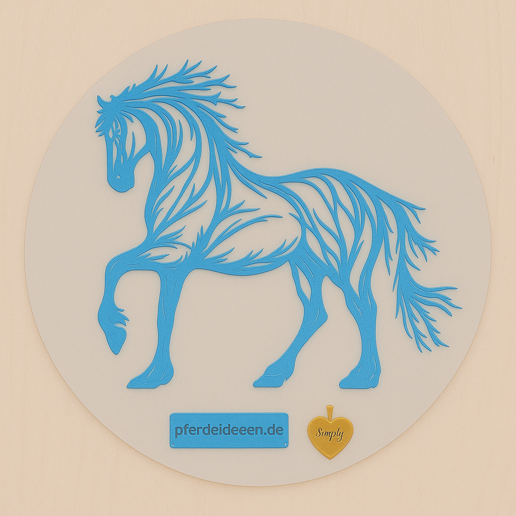 Pferd aus Metall auf Holz mit Namensschild aus Metall inkl. Herz  (ca. 30x30cm) - Handmade - DIE pferdige Geschenkidee !  (Versandkostenfrei!)