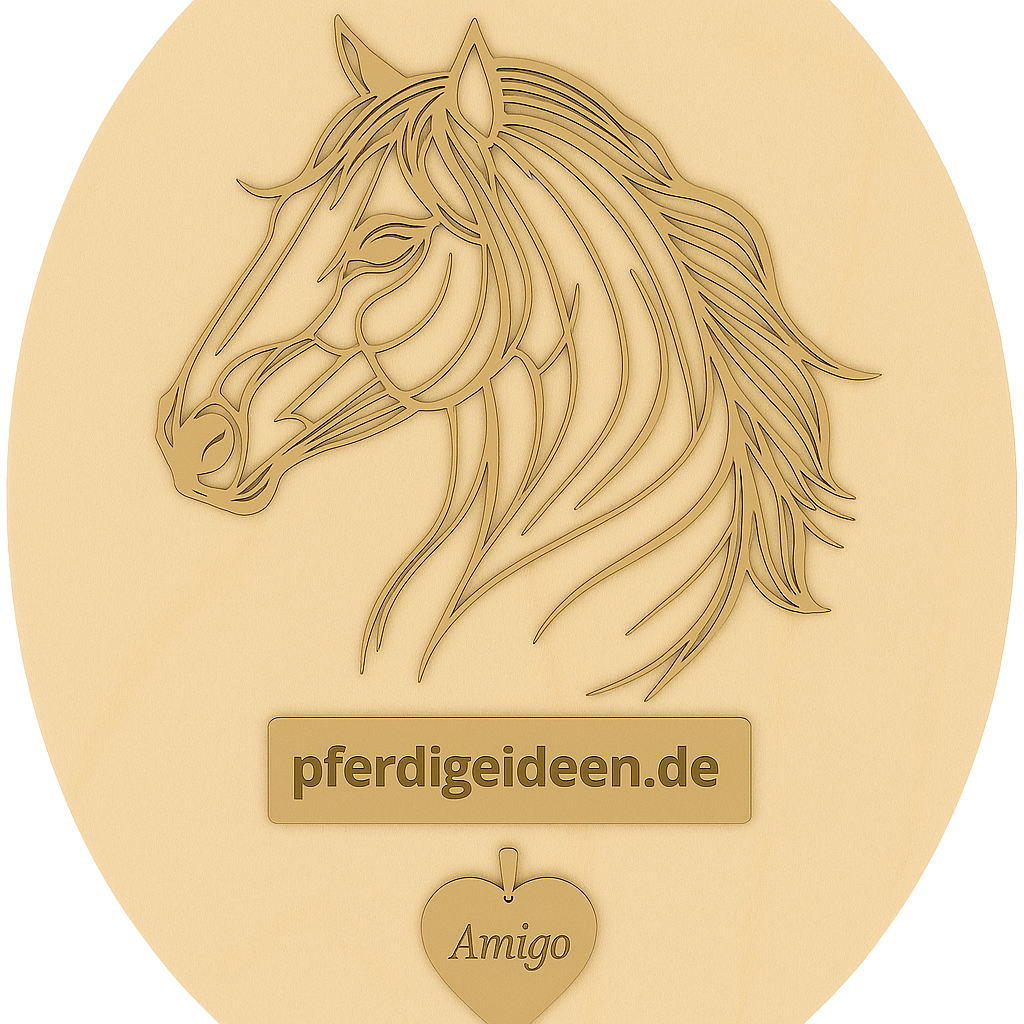 Pferdekopf 3 aus Metall auf Holz mit Namensschild aus Metall inkl. Herz! (ca. 34x30cm) - Handmade - DIE pferdige Geschenkidee ! (Versandkostenfrei!)