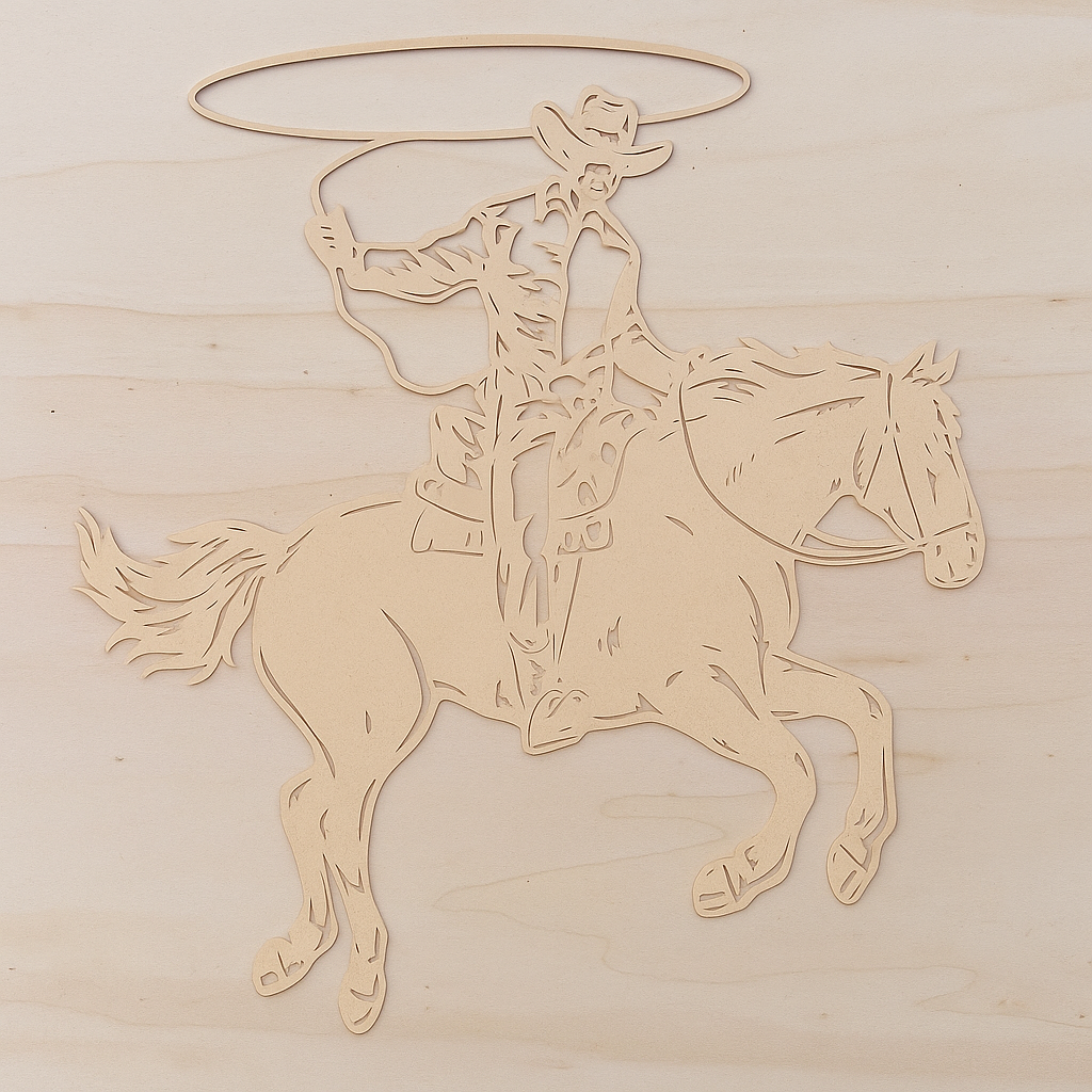 Pferd mit Cowboy aus Metall auf Holz mit Namensschild aus Metall  (ca. 40x40cm) - Handmade - DIE pferdige Geschenkidee ! (Versandkostenfrei!)