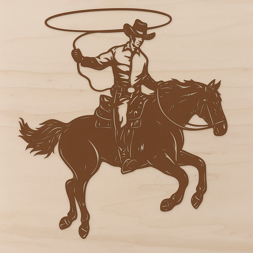 Pferd mit Cowboy aus Metall auf Holz mit Namensschild aus Metall  (ca. 40x40cm) - Handmade - DIE pferdige Geschenkidee ! (Versandkostenfrei!)