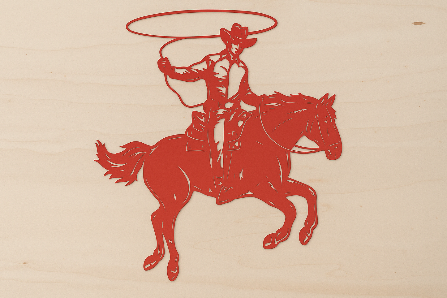 Pferd mit Cowboy aus Metall auf Holz mit Namensschild aus Metall  (ca. 40x40cm) - Handmade - DIE pferdige Geschenkidee ! (Versandkostenfrei!)