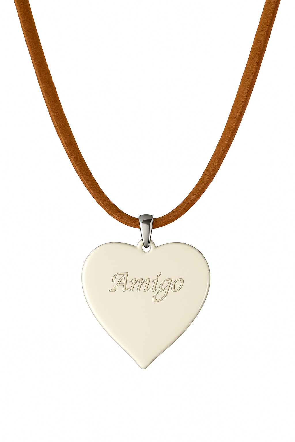 Herz-Halskette aus Metall (Ca. 3,5X3,5Cm) Mit Stahlkette Oder Lederkette (Ca. 60Cm) - Die Geschenkidee ! (Versandkostenfrei!)