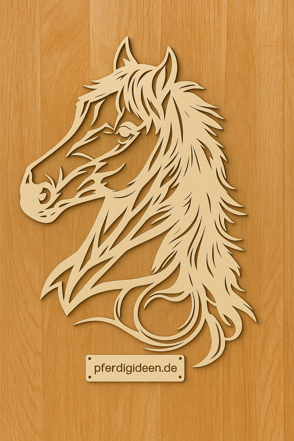 Pferdekopf aus Metall auf Holz mit Namensschild aus Metall inkl. Herz (ca. 40x38cm) - Handmade - DIE pferdige Geschenkidee ! (Versandkostenfrei!)