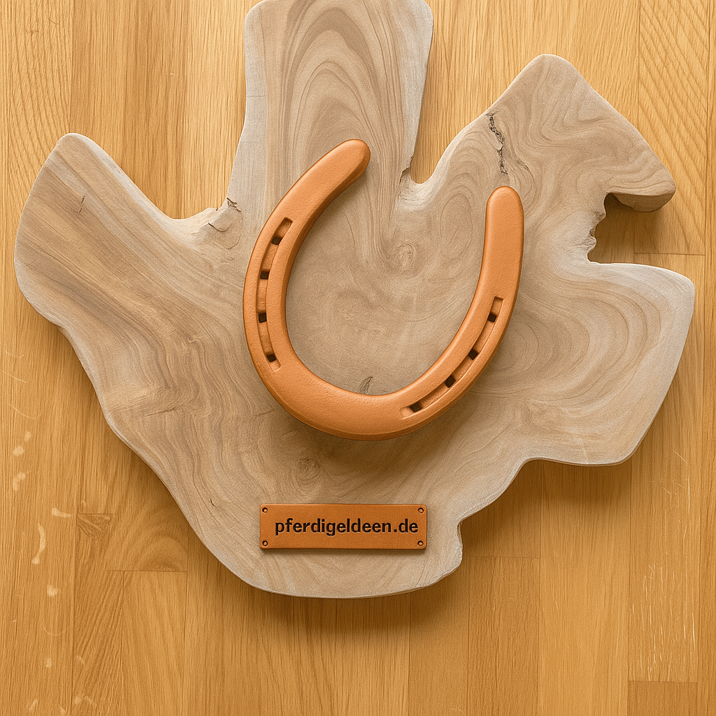 Hufeisen - Original auf Teak Massivholz (ca. 35x35x2 cm) mit Ihrer Wunschgravur aus Metall ! - Handmade - jedes Stück ein Unikat ! DIE pferdige Geschenkidee ! (Versandkostenfrei!)