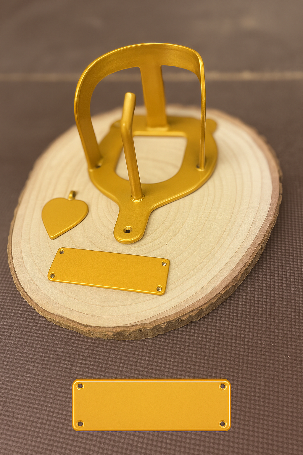 Halfterhalter auf Rundholzplatte (ca. 20-22 cm) mit Namensschild UND Herz aus Metall - Handmade - DIE pferdige Geschenkidee ! (Versandkostenfrei!)