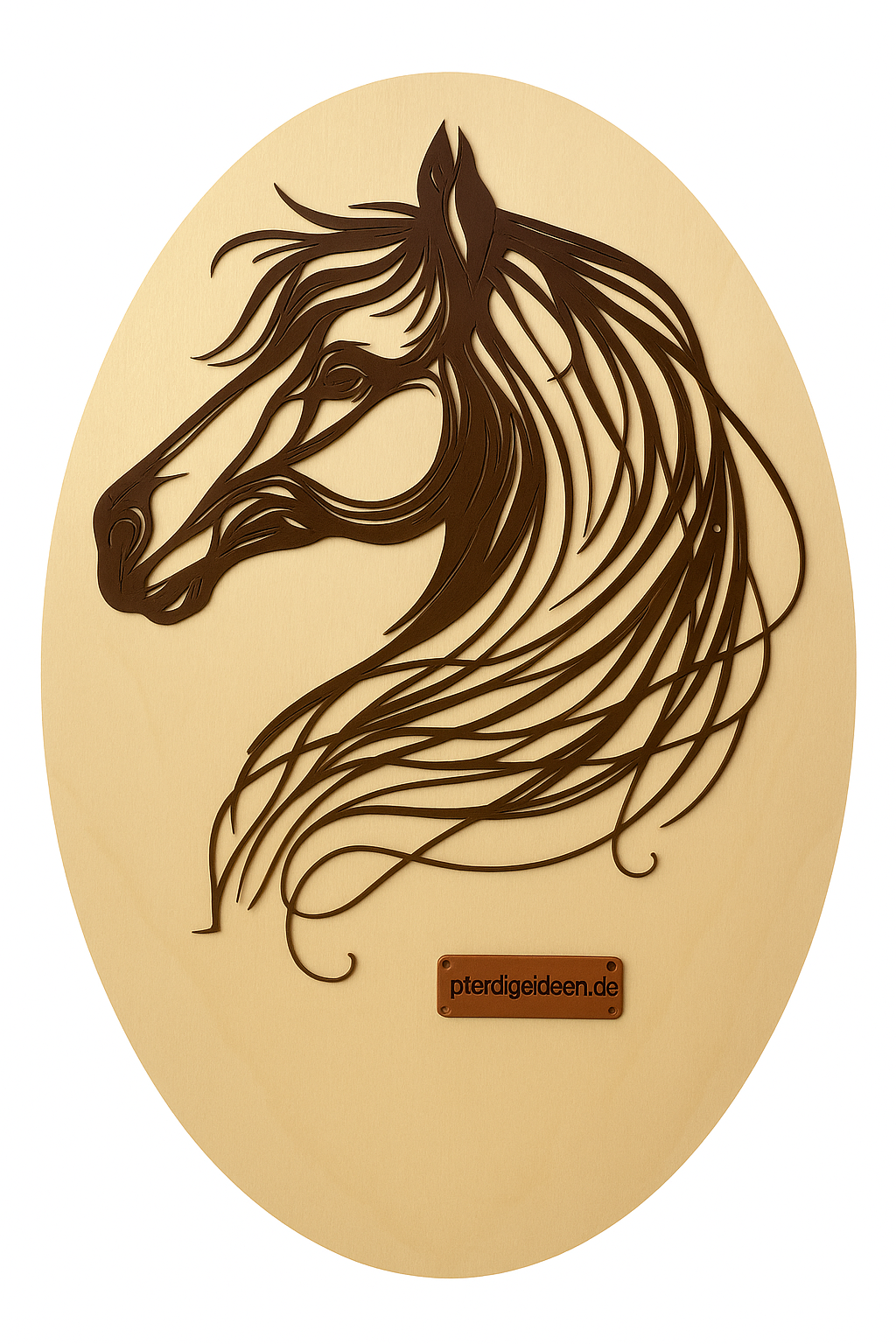 Pferdekopf 2 aus Metall auf Holz mit Namensschild aus Metall inkl. Herz! (ca. 42x34cm)- Handmade - DIE pferdige Geschenkidee ! (Versandkostenfrei!)