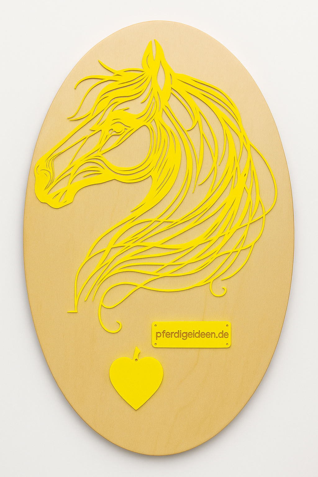 Pferdekopf 2 aus Metall auf Holz mit Namensschild aus Metall inkl. Herz! (ca. 42x34cm)- Handmade - DIE pferdige Geschenkidee ! (Versandkostenfrei!)