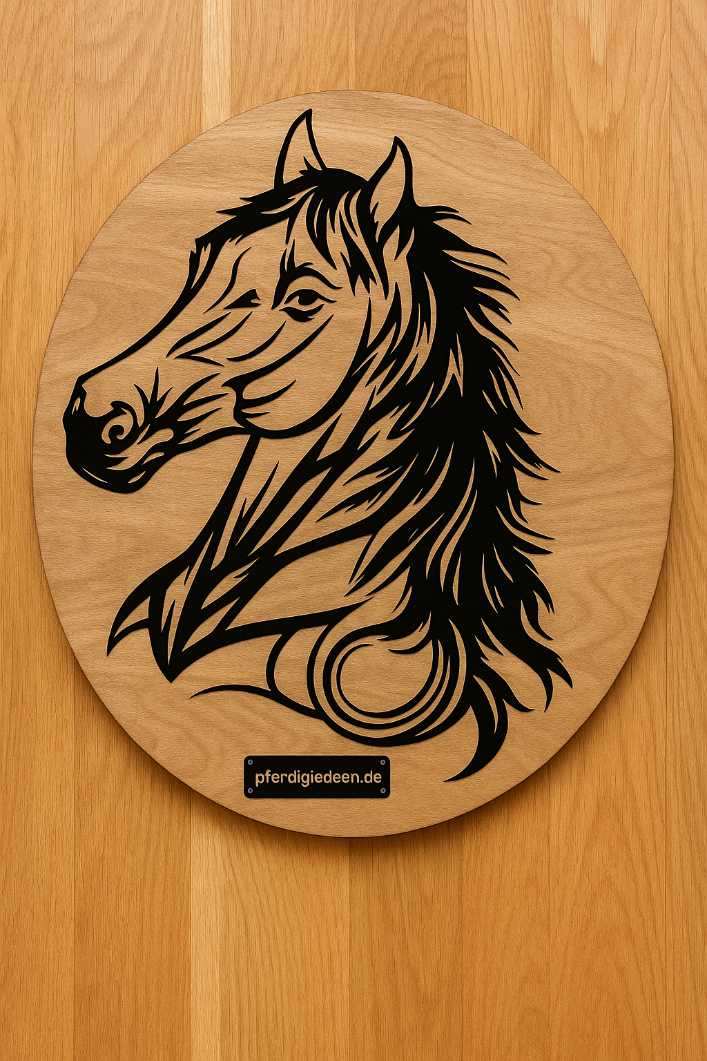 Pferdekopf aus Metall auf Holz mit Namensschild aus Metall inkl. Herz (ca. 40x38cm) - Handmade - DIE pferdige Geschenkidee ! (Versandkostenfrei!)